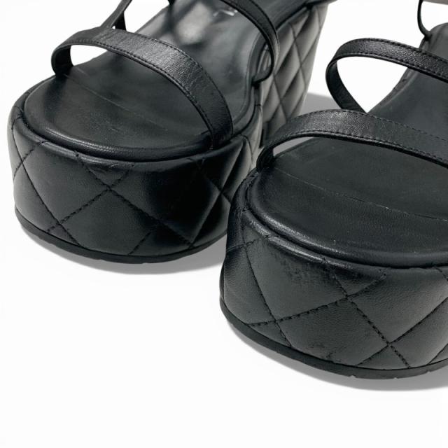 シャネル CHANEL サンダル 靴 シューズ レザー ブラック 黒 マトラッセ
