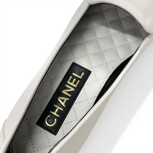 シャネル CHANEL ローファー 革靴 靴 シューズ レザー ホワイト ブラック ココマーク バイカラー フラットシューズ_6
