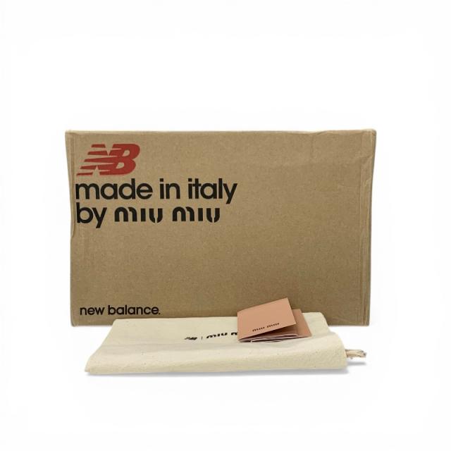 ミュウミュウ MIUMIU スニーカー 靴 シューズ デニム ネイビー ニューバランス コラボ 574 ロゴ フリンジ加工 コーデュロイ_9