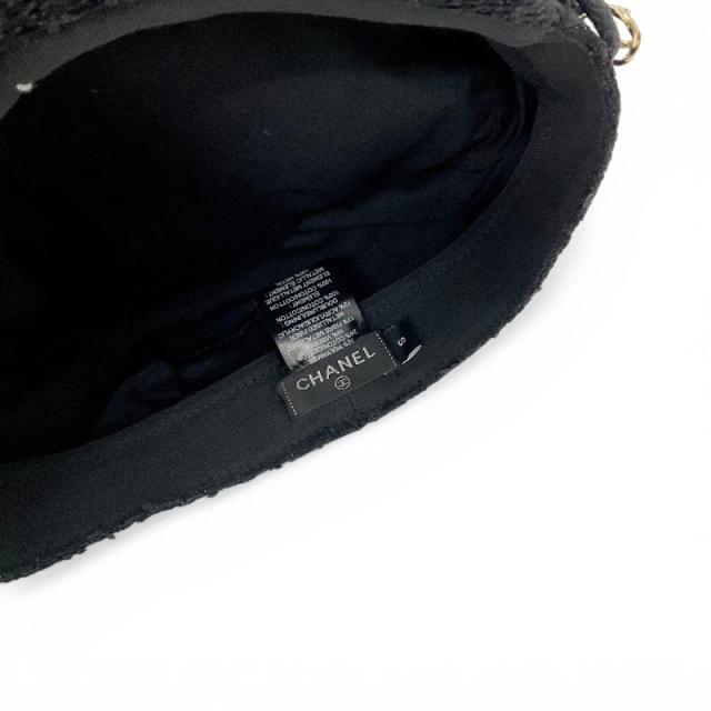 シャネル CHANEL キャップ 帽子 ブラック ゴールド ココマーク ツイード キャスケット_7