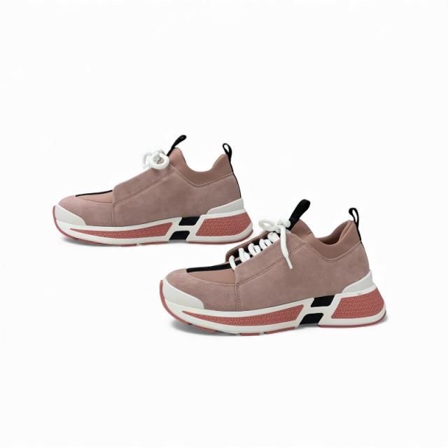 エルメス HERMES ジャスト スニーカー 靴 シューズ スエード ファブリック ピンク ブラック ホワイト 未使用_2