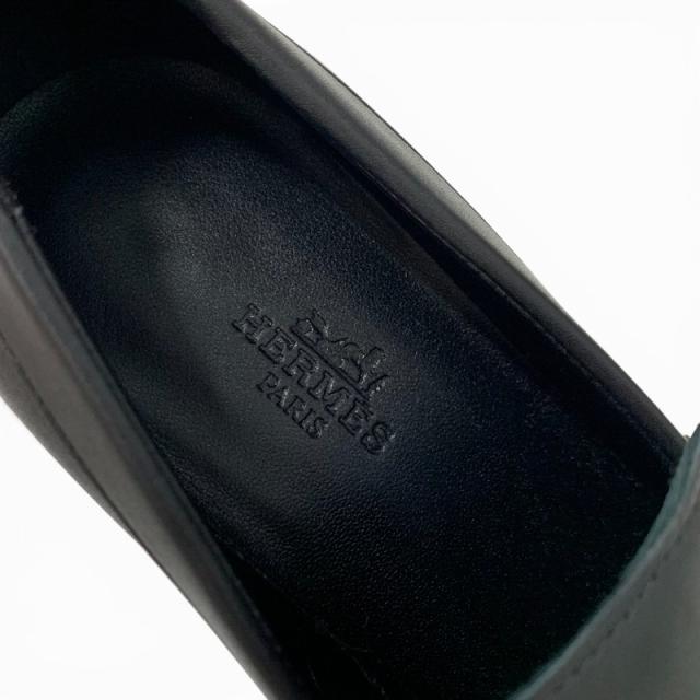 エルメス HERMES ディディ パンプス 靴 シューズ レザー ブラック ヒールローファー_6