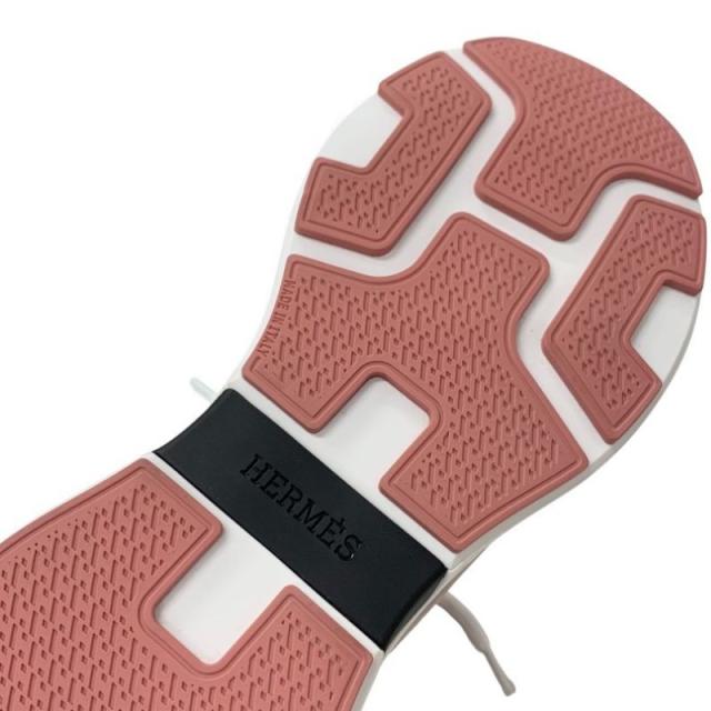 エルメス HERMES ジャスト スニーカー 靴 シューズ スエード ファブリック ピンク ブラック ホワイト 未使用_7