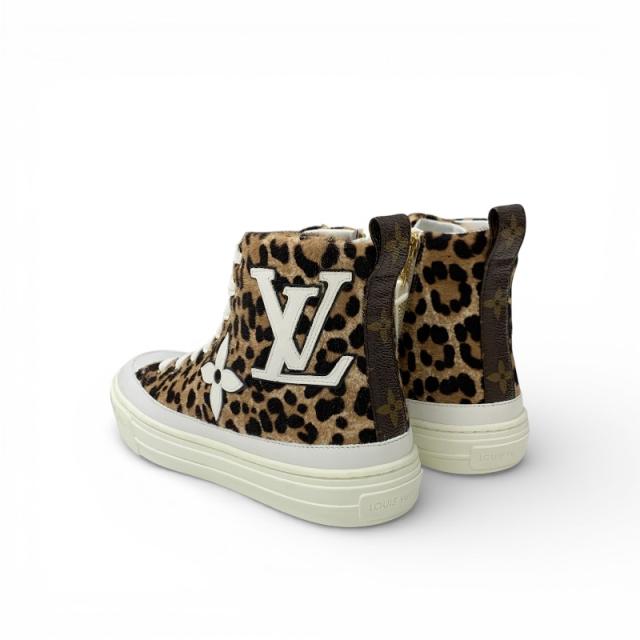 ルイヴィトン LOUIS VUITTON ステラーライン モノグラム スニーカー 靴 シューズ ハラコ レザー ブラウン ホワイト 未使用 レオパード_3