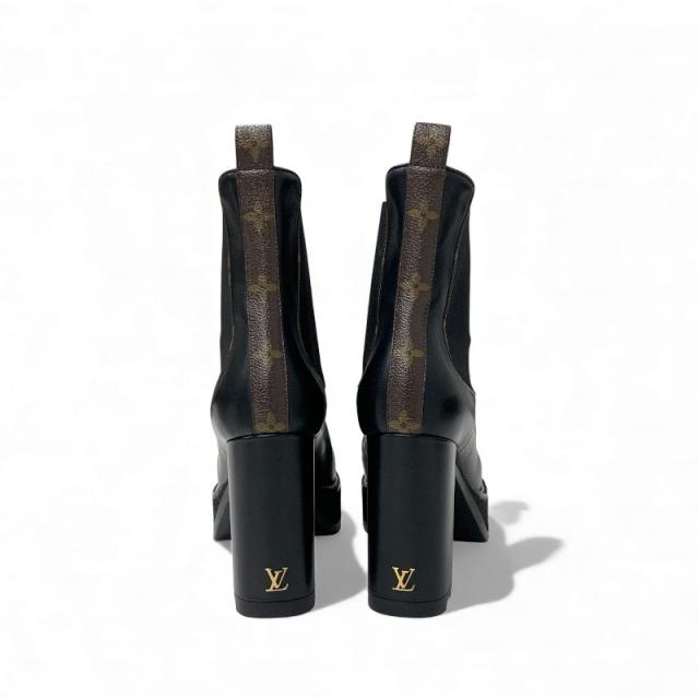 ルイヴィトン LOUIS VUITTON ボブールライン モノグラム ブーツ ショートブーツ 靴 シューズ レザー ブラック ブラウン ゴールド ロゴ_4