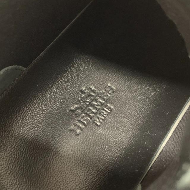 エルメス HERMES イリコ スニーカー 靴 シューズ キャンバス レザー ブラック ホワイト 未使用 ワッペン ハイカット_6