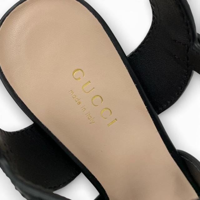 グッチ GUCCI サンダル 靴 シューズ レザー ブラック 黒 未使用