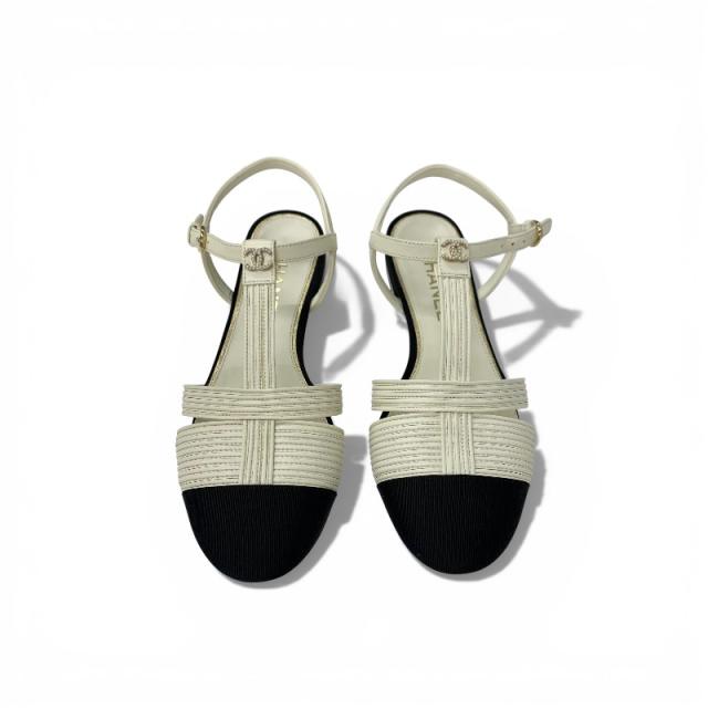 シャネル CHANEL フラットシューズ 靴 シューズ レザー ファブリック