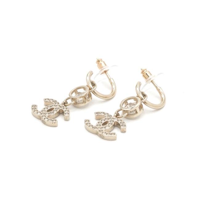 シャネル CHANEL ピアス イヤリング ゴールド ココマーク クリスタル ラインストーン ハート_2