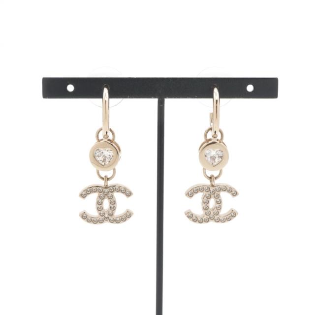 シャネル CHANEL ピアス イヤリング ゴールド ココマーク クリスタル ラインストーン ハート_6