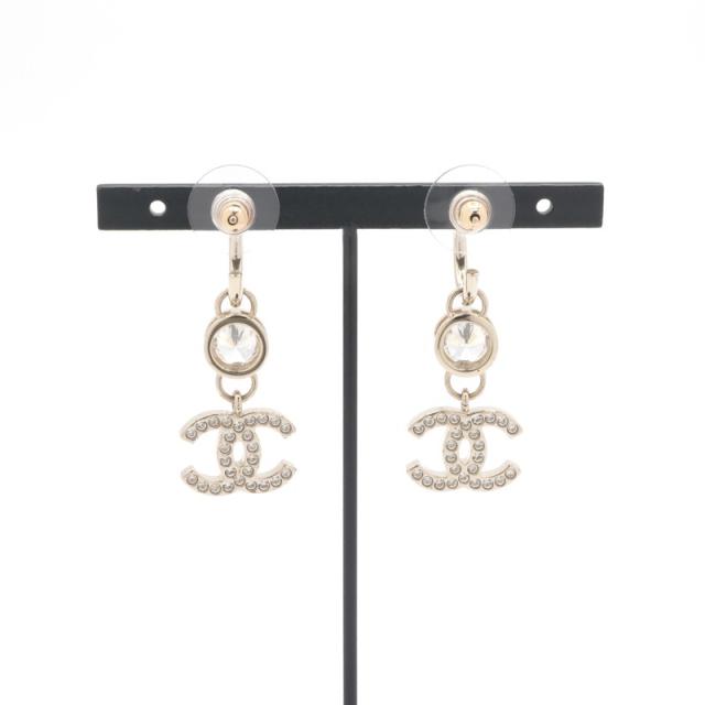 シャネル CHANEL ピアス イヤリング ゴールド ココマーク クリスタル ラインストーン ハート_8