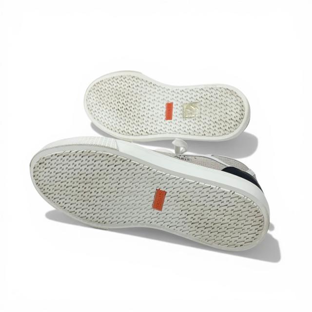 エルメス HERMES ゲット スニーカー 靴 シューズ キャンバス レザー グレー ホワイト ブラック ローカット ロゴ_5