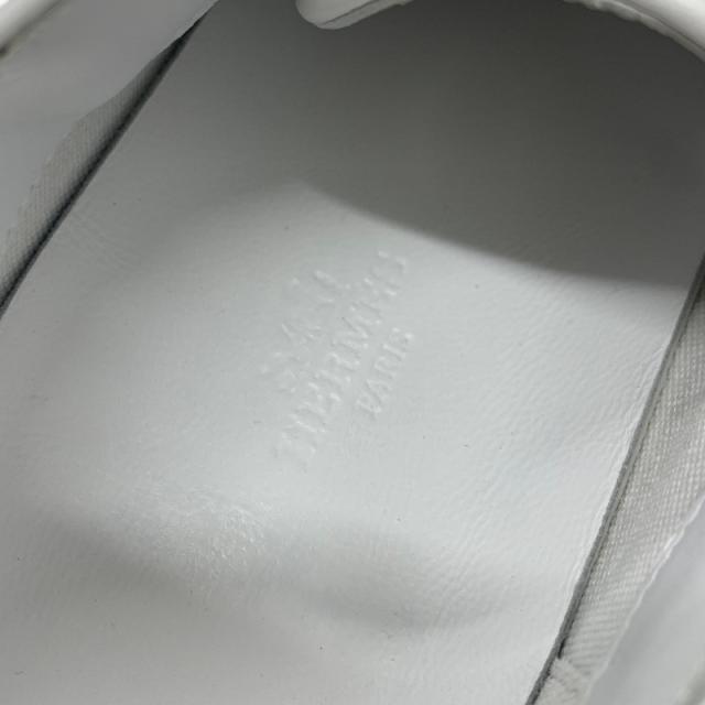エルメス HERMES ゲット スニーカー 靴 シューズ キャンバス レザー グレー ホワイト ブラック ローカット ロゴ_6