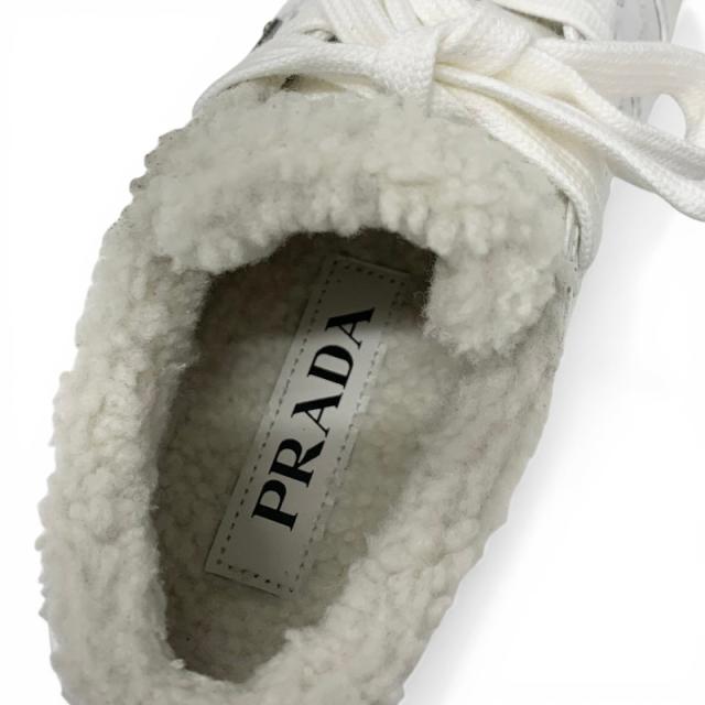 プラダ PRADA スニーカー 靴 シューズ レザー ムートン ホワイト トライアングルロゴ_6