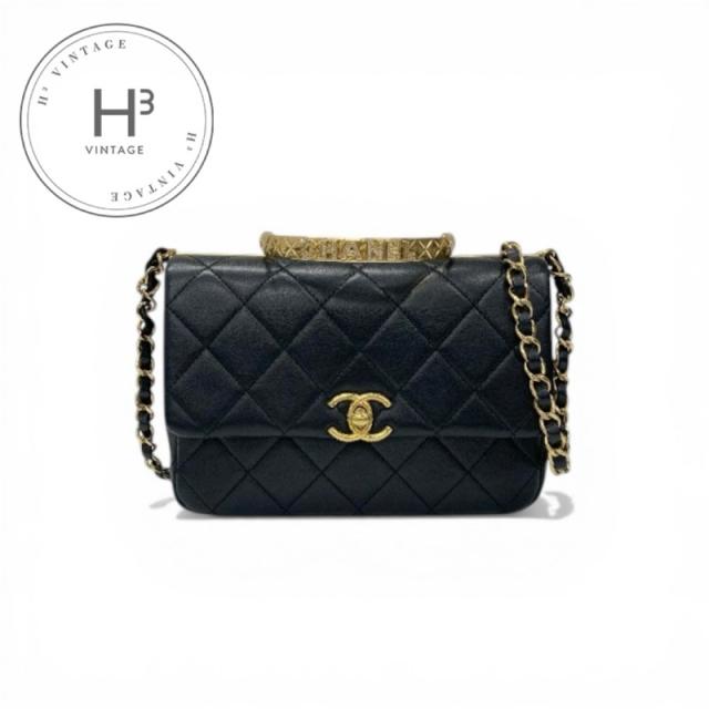 シャネル CHANEL バッグ ショルダーバッグ ブラック ゴールド マトラッセ フラップバッグ トップハンドル ターンロック ココマーク
