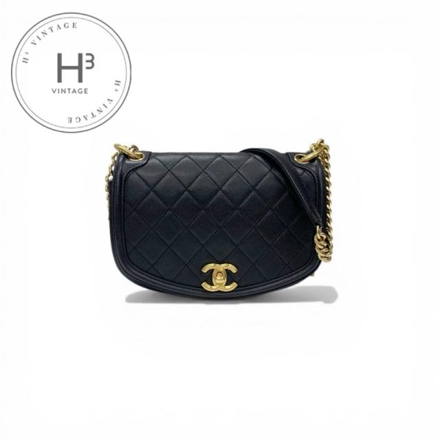 シャネル CHANEL バッグ ショルダーバッグ ネイビー ゴールド マトラッセ ターンロック ココマーク