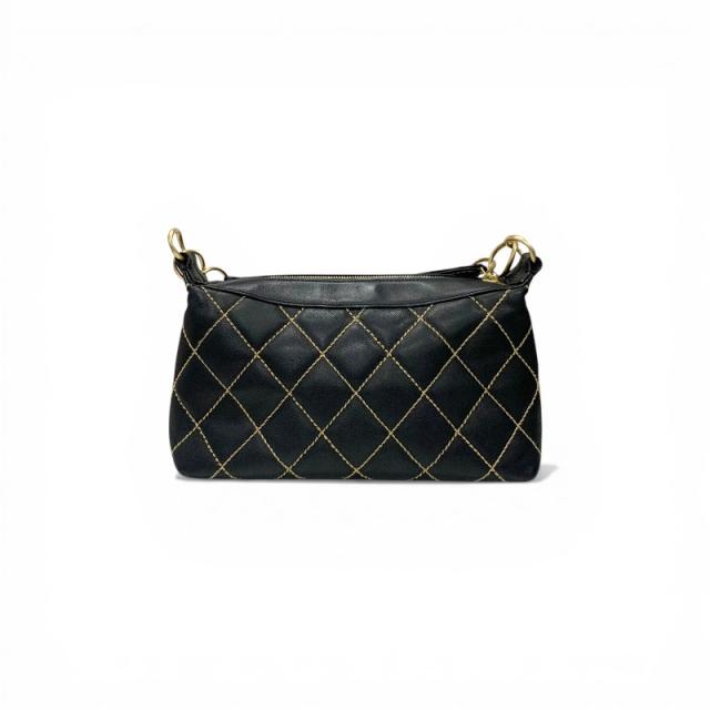シャネル CHANEL ハンドバッグ ブラック ゴールド ワイルドステッチ ココマーク ショルダーバッグ_2