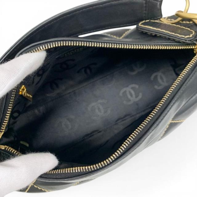 シャネル CHANEL ハンドバッグ ブラック ゴールド ワイルドステッチ ココマーク ショルダーバッグ_5
