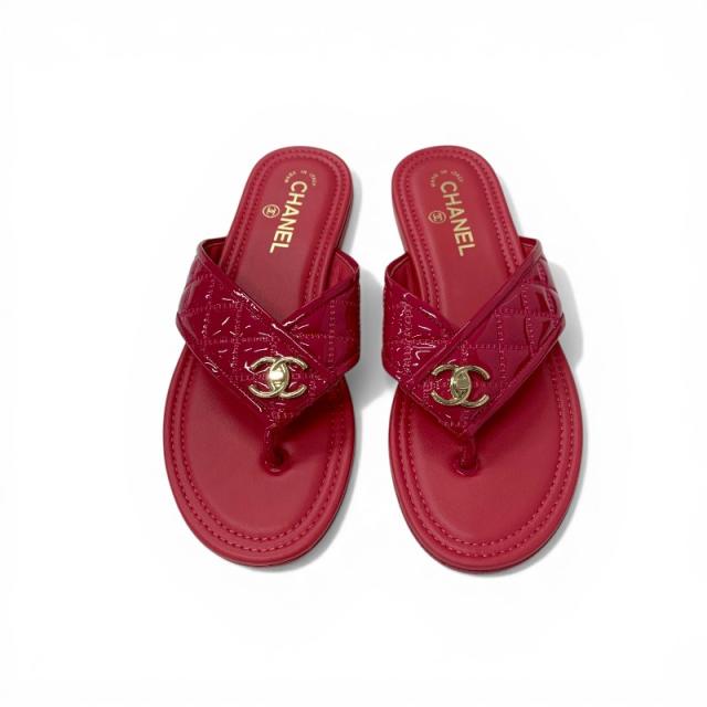 シャネル CHANEL サンダル 靴 シューズ パテント ピンク ゴールド ココマーク マトラッセ トングサンダル フラットサンダル_1