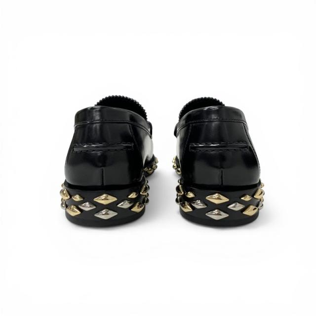 ルイヴィトン LOUIS VUITTON ブロードウェイライン ローファー 革靴 靴 シューズ レザー ブラック ゴールド シルバー スタッズ_4