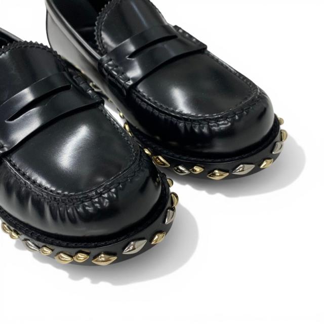 ルイヴィトン LOUIS VUITTON ブロードウェイライン ローファー 革靴 靴 シューズ レザー ブラック ゴールド シルバー スタッズ_8