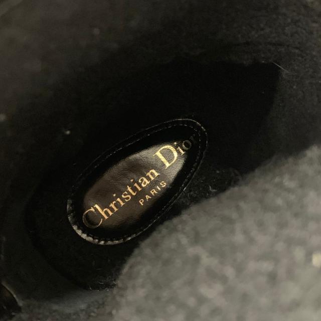 クリスチャンディオール CHRISTIAN DIOR ブーツ ショートブーツ 靴 シューズ ベロア ムートン ネイビー ホワイト オブリーク ロゴ_6
