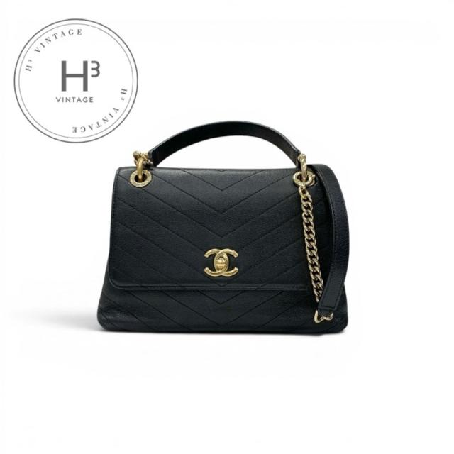 シャネル CHANEL バッグ ショルダーバッグ ブラック ゴールド ココマーク Vステッチ ターンロック 2WAY　ハンドバッグ 242,055円