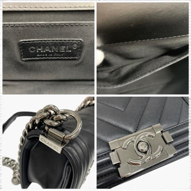 シャネル CHANEL バッグ ショルダーバッグ ブラック シルバー ボーイシャネル20 ココマーク シェブロン シングルフラップ_8