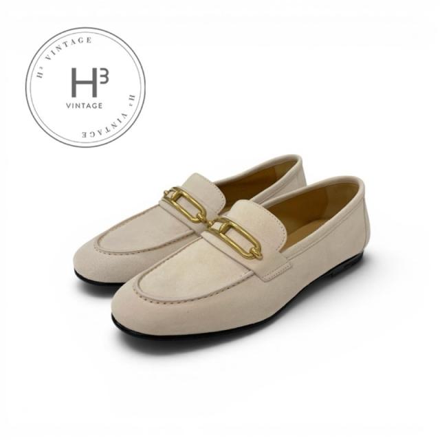 エルメス HERMES コレット ローファー 革靴 靴 シューズ スエード ピンクベージュ ゴールド ルリバックル モカシン 41,470円