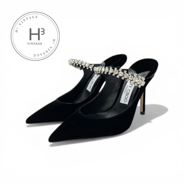 ジミーチュウ JIMMY CHOO ビング 100 パンプス 靴 シューズ ベルベット ブラック 黒 ビジュー ミュール パーティーシューズ