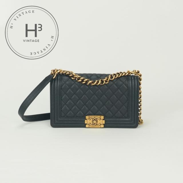 シャネル CHANEL ボーイシャネル25 ボーイシャネル 25 バッグ ショルダーバッグ キャビアスキン ネイビー Navy 紺 ゴールド金具