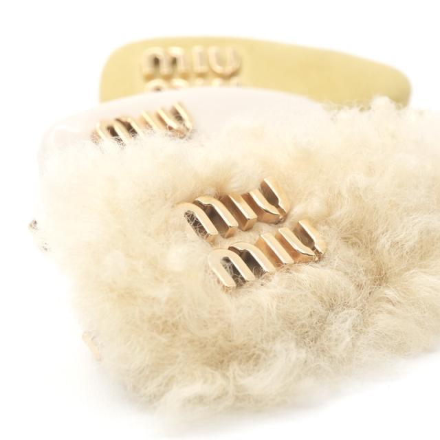 ミュウミュウ MIUMIU ヘアアクセサリー パテント スエード シアリング