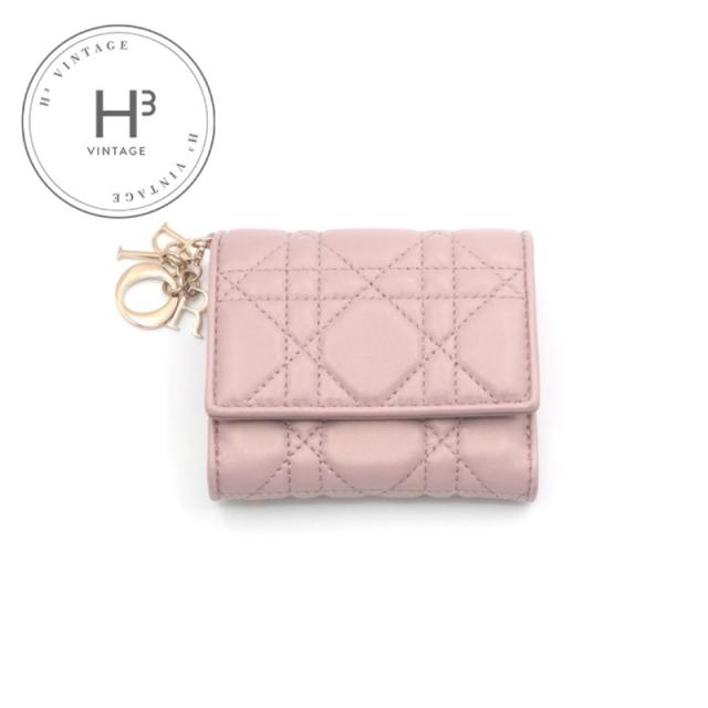 クリスチャンディオール CHRISTIAN DIOR 財布 三つ折り財布 ミニ財布 ミニウォレット ピンク ゴールド Lady Dior Lotus 45,540円