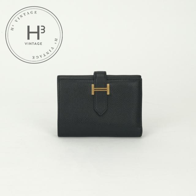 エルメス HERMES ベアンコンビネ ベアン コンビネ 財布 三つ折り財布 ミニ財布 ミニウォレット エプソン ノワール Noir ブラック Black 黒 151,250円
