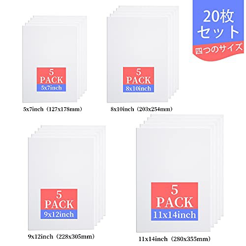 四つのサイズ、20枚/セット 【20枚/セット】キャンバスボード