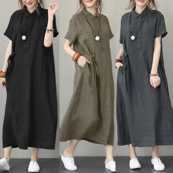 ワンピ ワンピース シャツワンピ シャツワンピース ロング丈