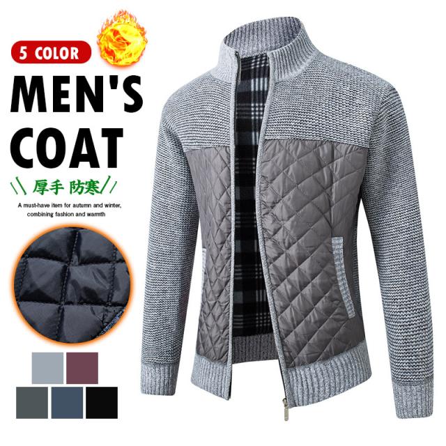 【２点で300円オフ】カーディガン メンズ ニットジャケット 中綿 ニット ゴルフ 立ち襟 セーター 裏起毛 厚手 防寒 アウターの通販は 4,839円