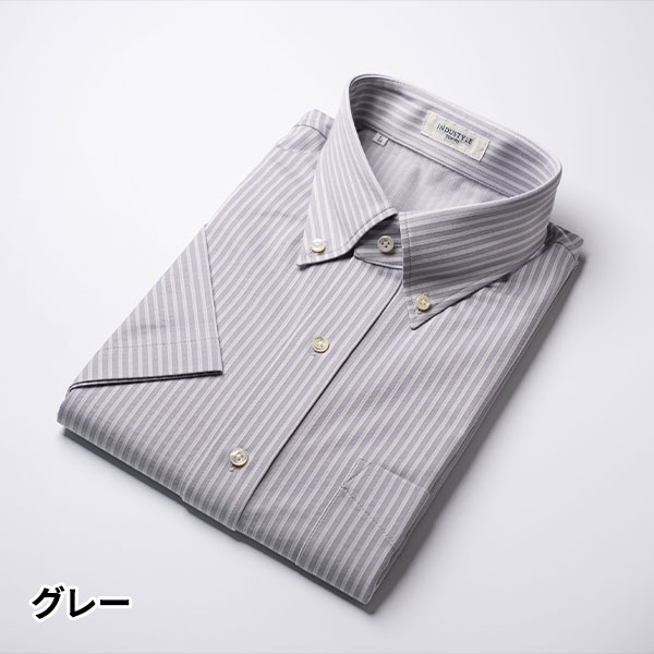 丸和繊維工業 INDUSTYLE TOKYO ストライプ ボタンダウンカラーシャツ レギュラーフィット 半袖 1枚_2
