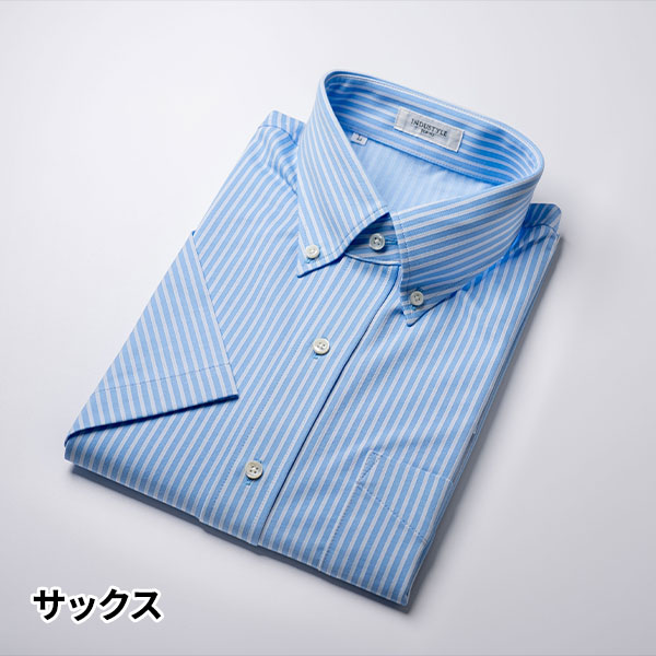 丸和繊維工業 INDUSTYLE TOKYO ストライプ ボタンダウンカラーシャツ リラックスフィット 半袖 1枚_3