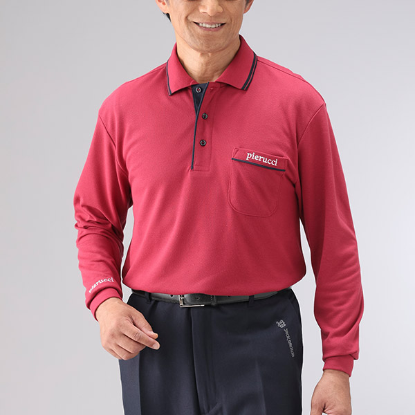 ピエルッチ 裏起毛刺繍入り長袖ポロシャツ4色組 AS-0778 1セット（4枚：