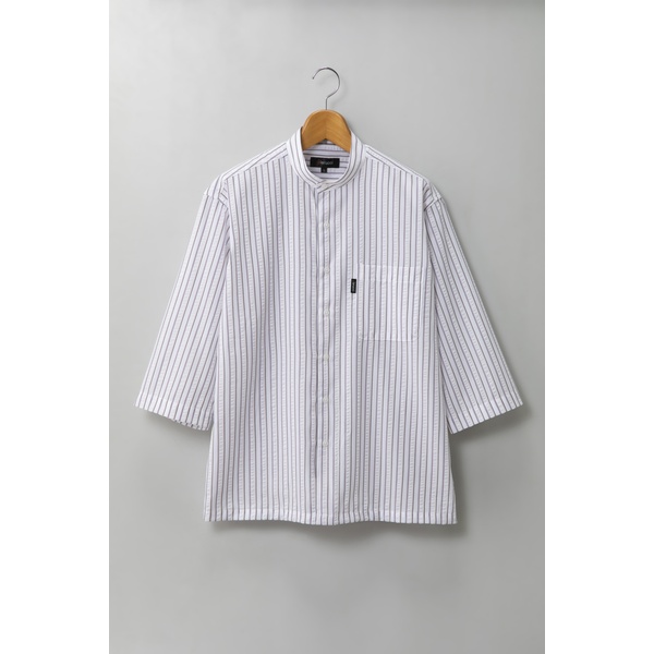 彩香 ピエルッチ サッカー生地ストライプ柄7分袖シャツ 2色組 GV-056 1セット（2枚：2色×各1枚）_3