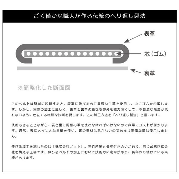 ビスポーク 三竹産業 姫路レザー 伸縮レザーベルト MS-007 1本_9