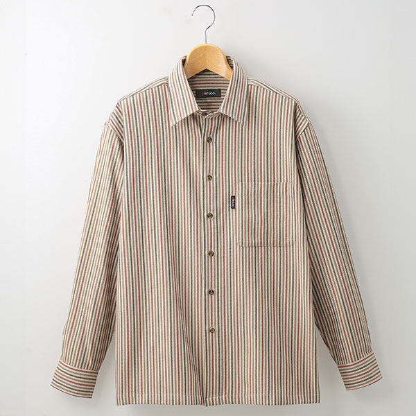 彩香 ピエルッチ ウール入りストライプ柄シャツ 2色組 GV-058 1セット（2枚：2色×各1枚）_5