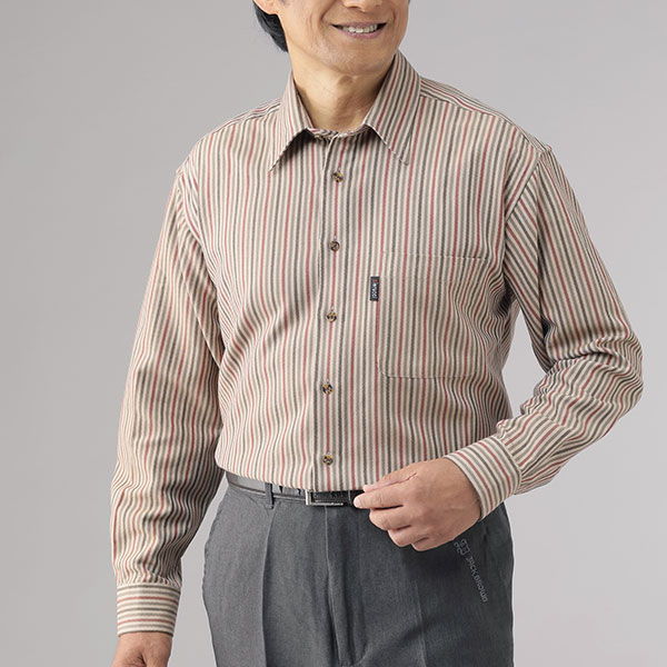 彩香 ピエルッチ ウール入りストライプ柄シャツ 2色組 GV-058 1セット（2枚：2色×各1枚）_6