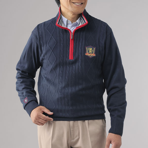 彩香 サルーンエクスプレス ケーブル編みハーフジップセーター 2色組 AS-0534 1セット（2枚：2色×各1枚）_6