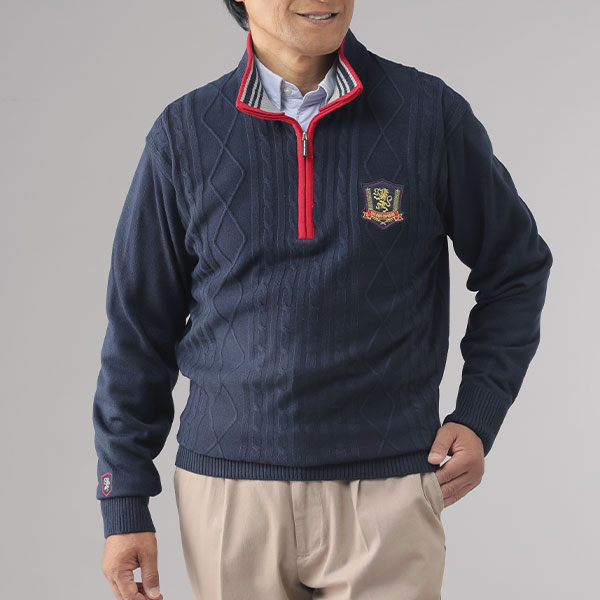 彩香 サルーンエクスプレス ケーブル編みハーフジップセーター 2色組 AS-0534 1セット（2枚：2色×各1枚）_7