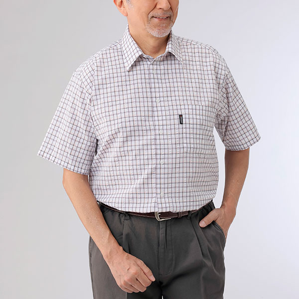 彩香 ピエルッチ 格子柄シアサッカー半袖シャツ 2色組 GV-063 1セット（2枚：2色×各1枚）_7