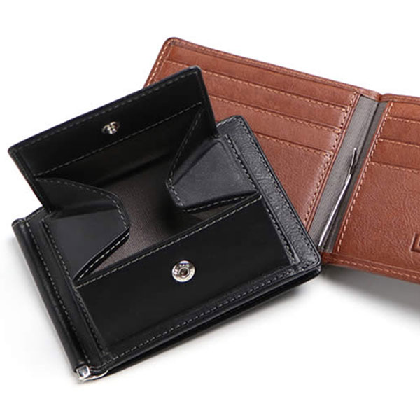 祥力 革職人 レザーファクトリー デュアルライン 小銭入れ付き札ばさみ