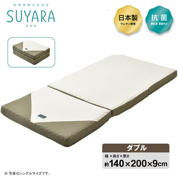 西川 SUYARA(スヤラ) ウレタンマットレス 三つ折り ダブル 246010524 1枚の通販は