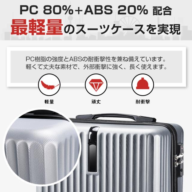 スーツケース  超軽量  360度回転  TSAロック付き   静音 VARNIC スーツケース キャリーケース S/M/L フレーム 大型 軽量